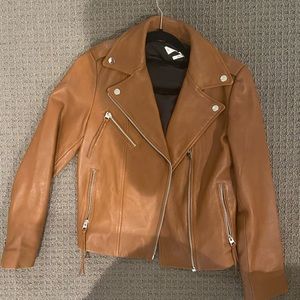 Mango leather biker jacket TAN